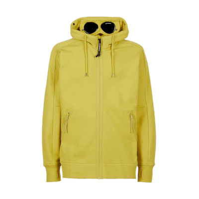 C.P. Company FW22 Solid Color Zip Hoodie with Side Pockets Yellow Mens 13CMSS082A005086W249