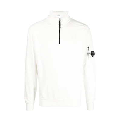 C.P. Company FW22 Solid Half-Zip High Neck Sweatshirt White 13CMSS035A002246G103