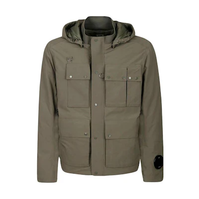 C.P. Company FW22 Solid Hooded Windbreaker Jacket with Stud Details 13CMOW165A006355A669