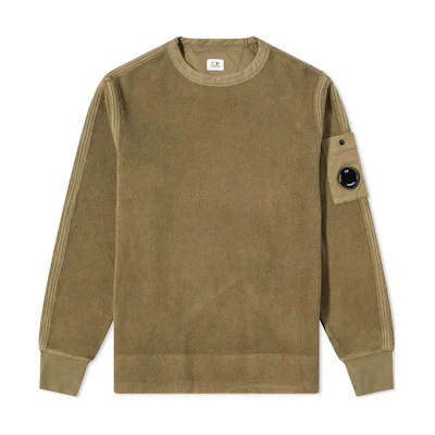 C.P. Company FW22 Solid Lens Crewneck Pullover Sweatshirt Men’s Khaki Beige 11CMSS082A005863G-665