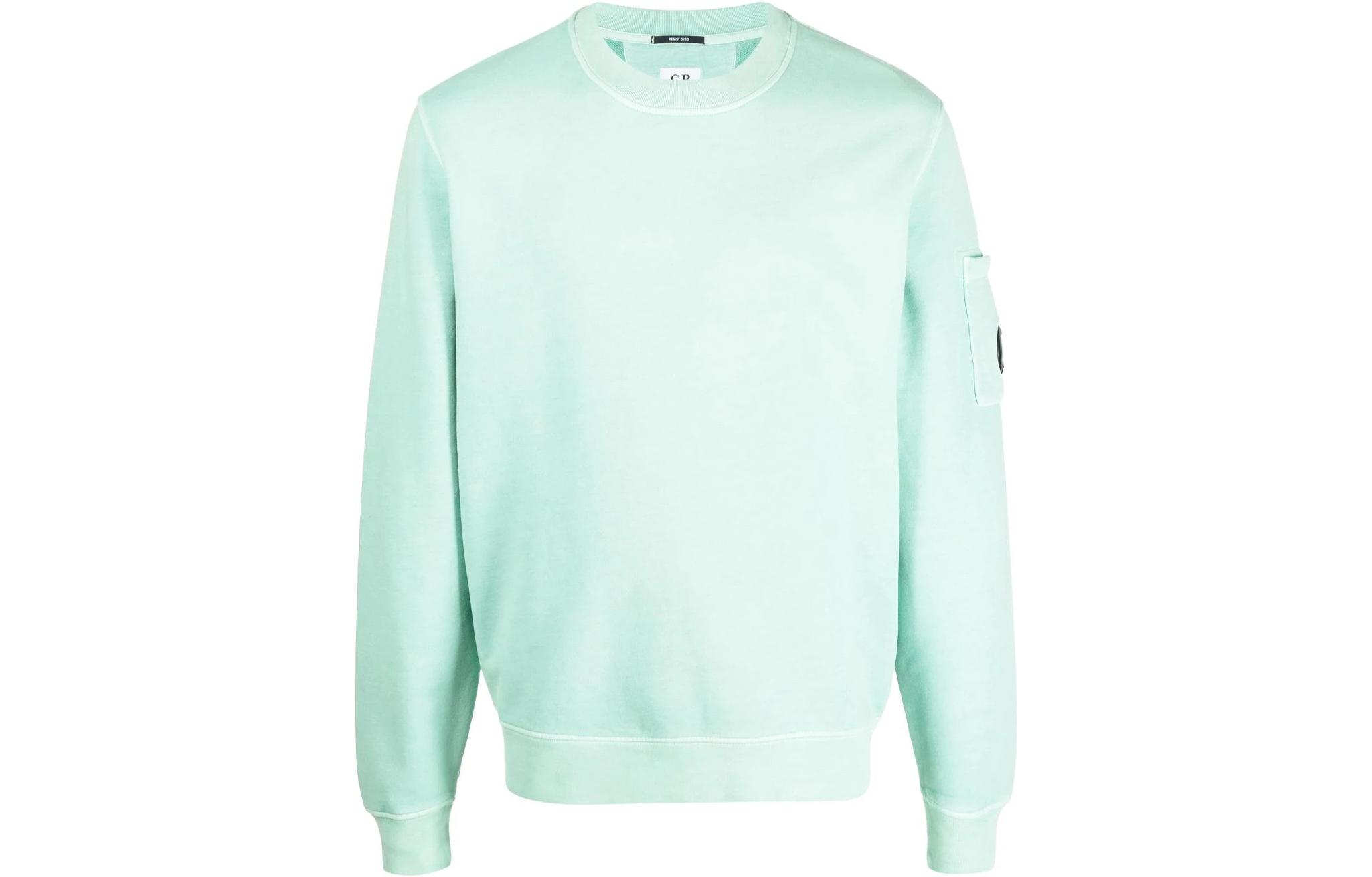 C.P. Company FW22 Solid Logo Crewneck Pullover Sweatshirt Light Green 13CMSS008A006372R811