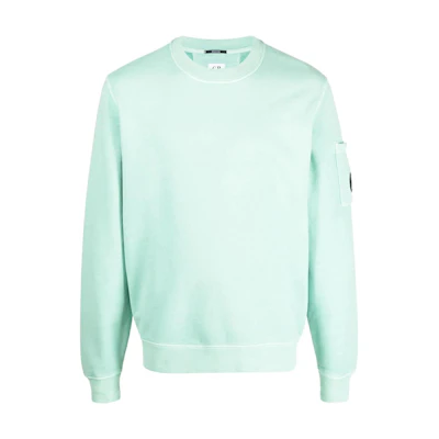 C.P. Company FW22 Solid Logo Crewneck Pullover Sweatshirt Light Green 13CMSS008A006372R811