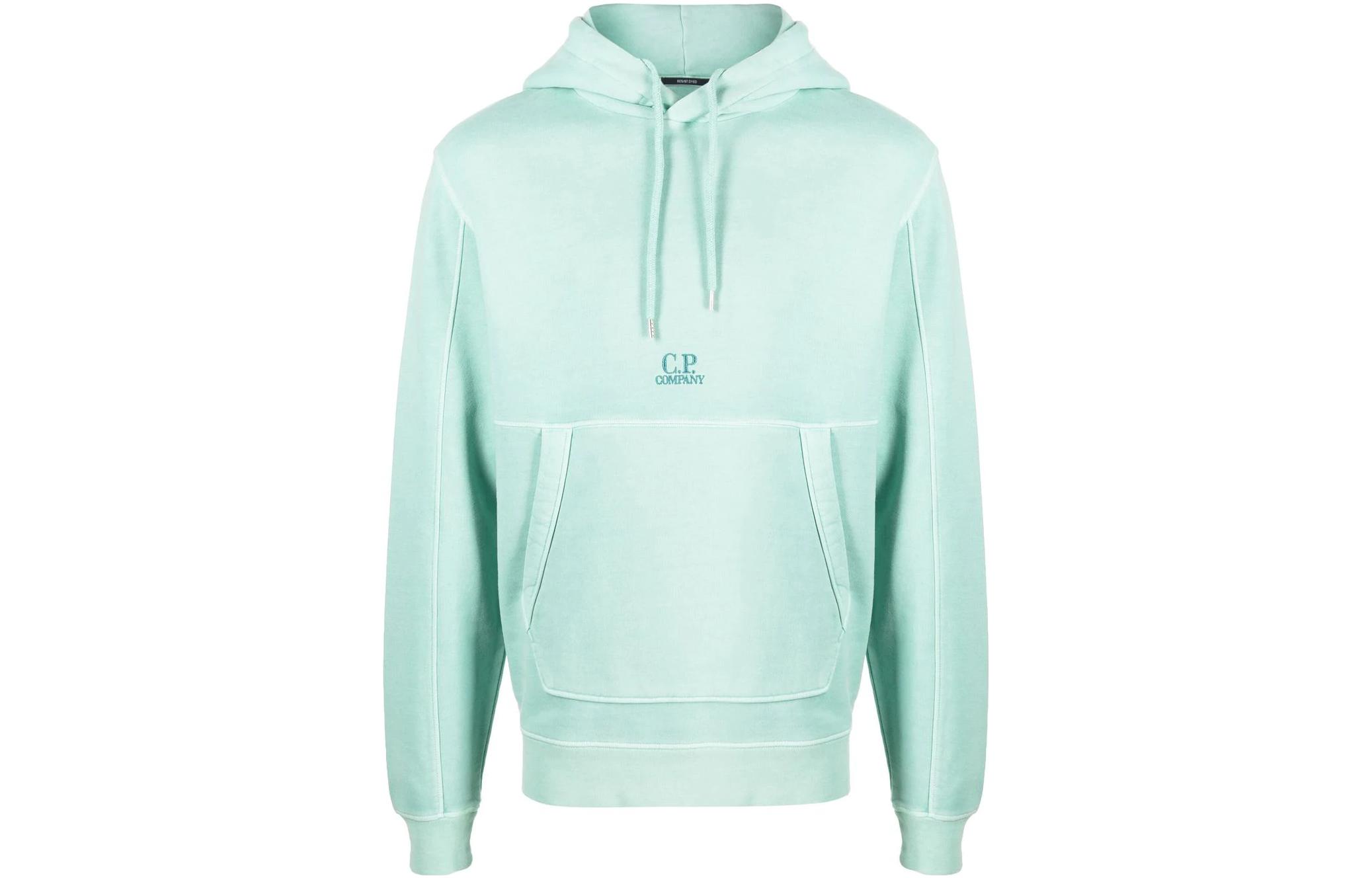 C.P. Company FW22 Solid Logo Embroidered Hoodie Mint Green 13CMSS009B006372R811