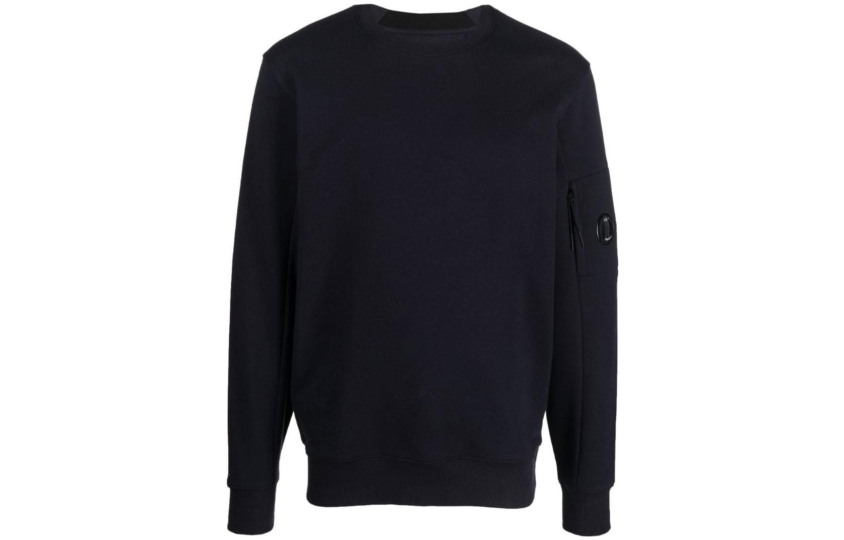 C.P. Company FW22 Solid Logo Patch Crewneck Sweatshirt Deep Blue 13CMSS022A005086W888
