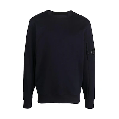 C.P. Company FW22 Solid Logo Patch Crewneck Sweatshirt Deep Blue 13CMSS022A005086W888