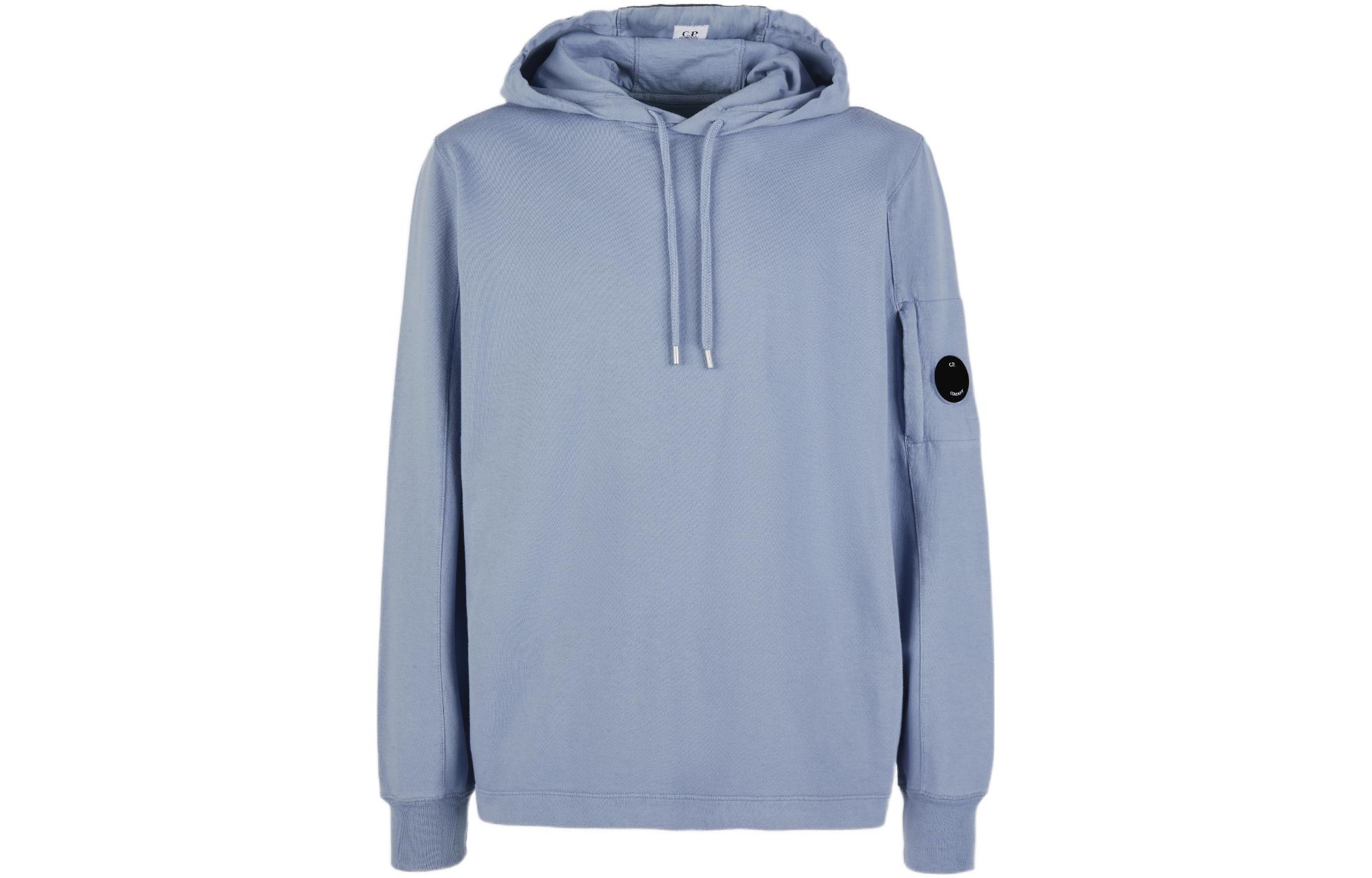 C.P. Company FW22 Solid Logo Patch Pullover Hoodie Men’s Blue 13CMSS063A002246G-843