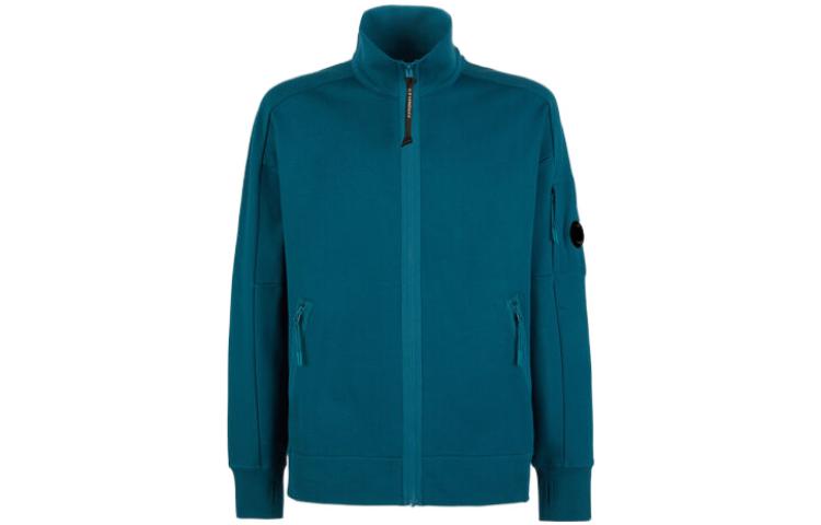 C.P. Company FW22 Solid Logo Patch Stand Collar Zip Jacket Men’s Light Blue 13CMSS061A005086W861