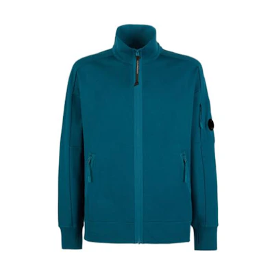 C.P. Company FW22 Solid Logo Patch Stand Collar Zip Jacket Men’s Light Blue 13CMSS061A005086W861