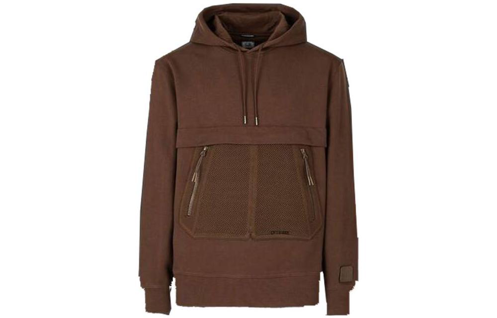 C.P. Company FW22 Solid Mesh Panel Hooded Pullover Hoodie Dark Brown 13CMSS004A005086W352
