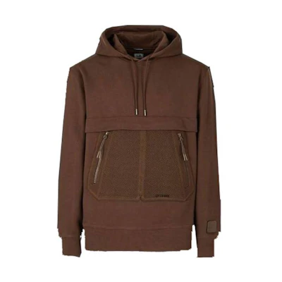 C.P. Company FW22 Solid Mesh Panel Hooded Pullover Hoodie Dark Brown 13CMSS004A005086W352