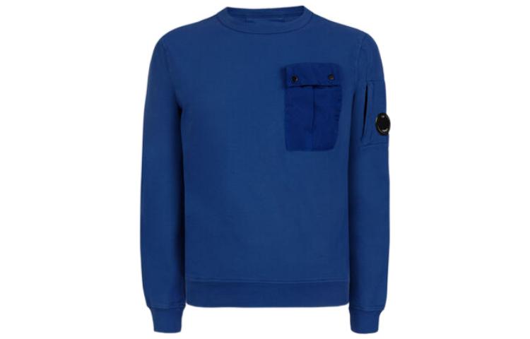 C.P. Company FW22 Solid Pocket Crewneck Pullover Sweatshirt Navy 12CKSS045C002246M892