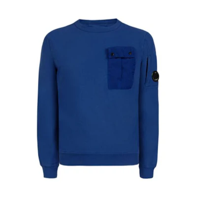 C.P. Company FW22 Solid Pocket Crewneck Pullover Sweatshirt Navy 12CKSS045C002246M892