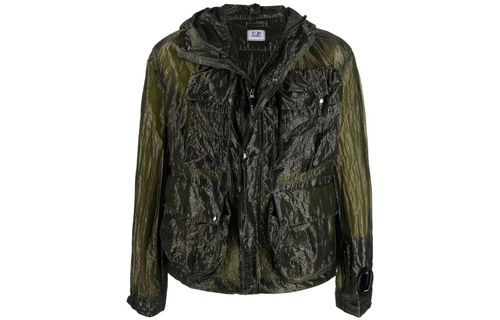 C.P. Company FW22 Textured Zip Hoodie Jacket Green - Long Sleeve 12CMOW108A006206G660