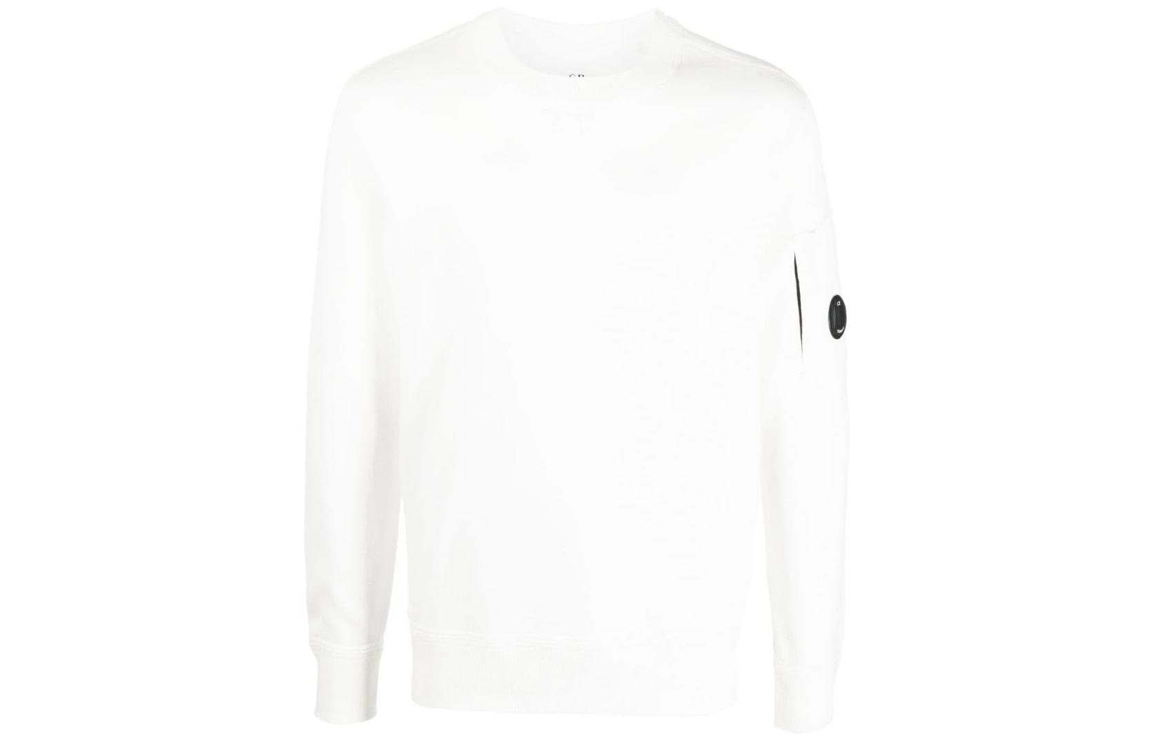C.P. Company FW22 White Crewneck Pullover Long-Sleeve Sweatshirt - 13CMKN018A005805G103