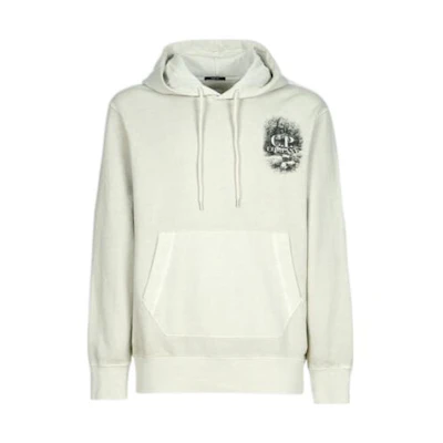 C.P. Company FW22 White Fleece Hoodie with Front and Back Logo Print for Men 13CMSS336A005623R118