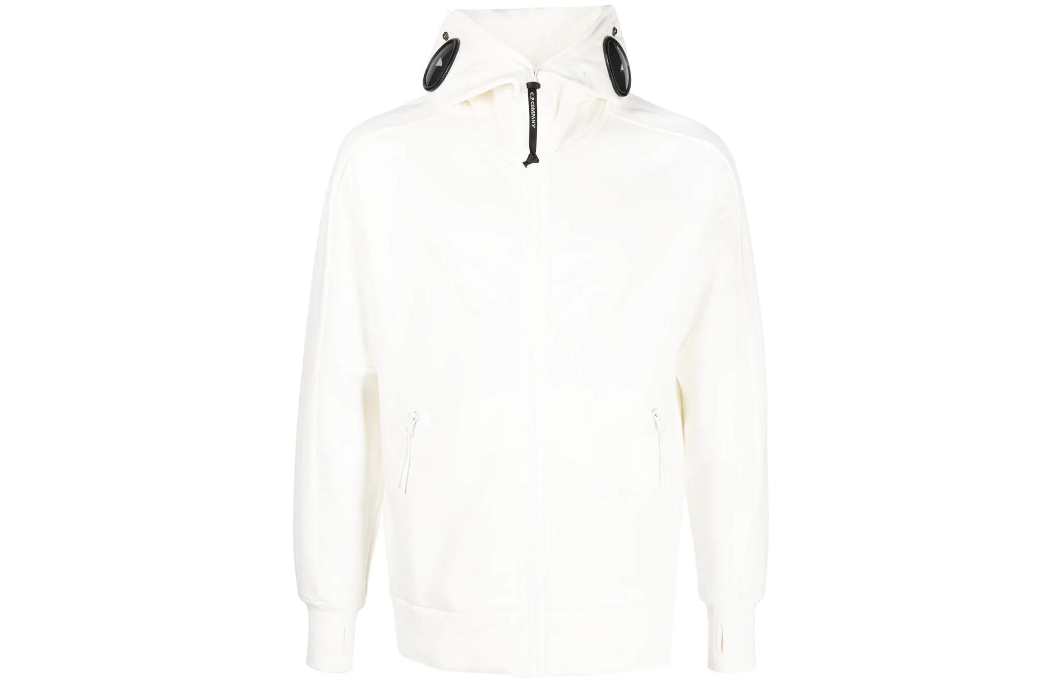 C.P. Company FW22 White Goggle Hoodie Long Sleeve Zip-Up Sweater 13CMSS062A005086W103