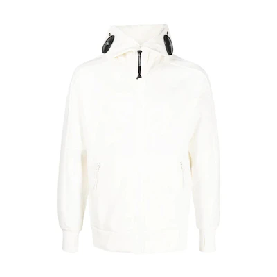 C.P. Company FW22 White Goggle Hoodie Long Sleeve Zip-Up Sweater 13CMSS062A005086W103