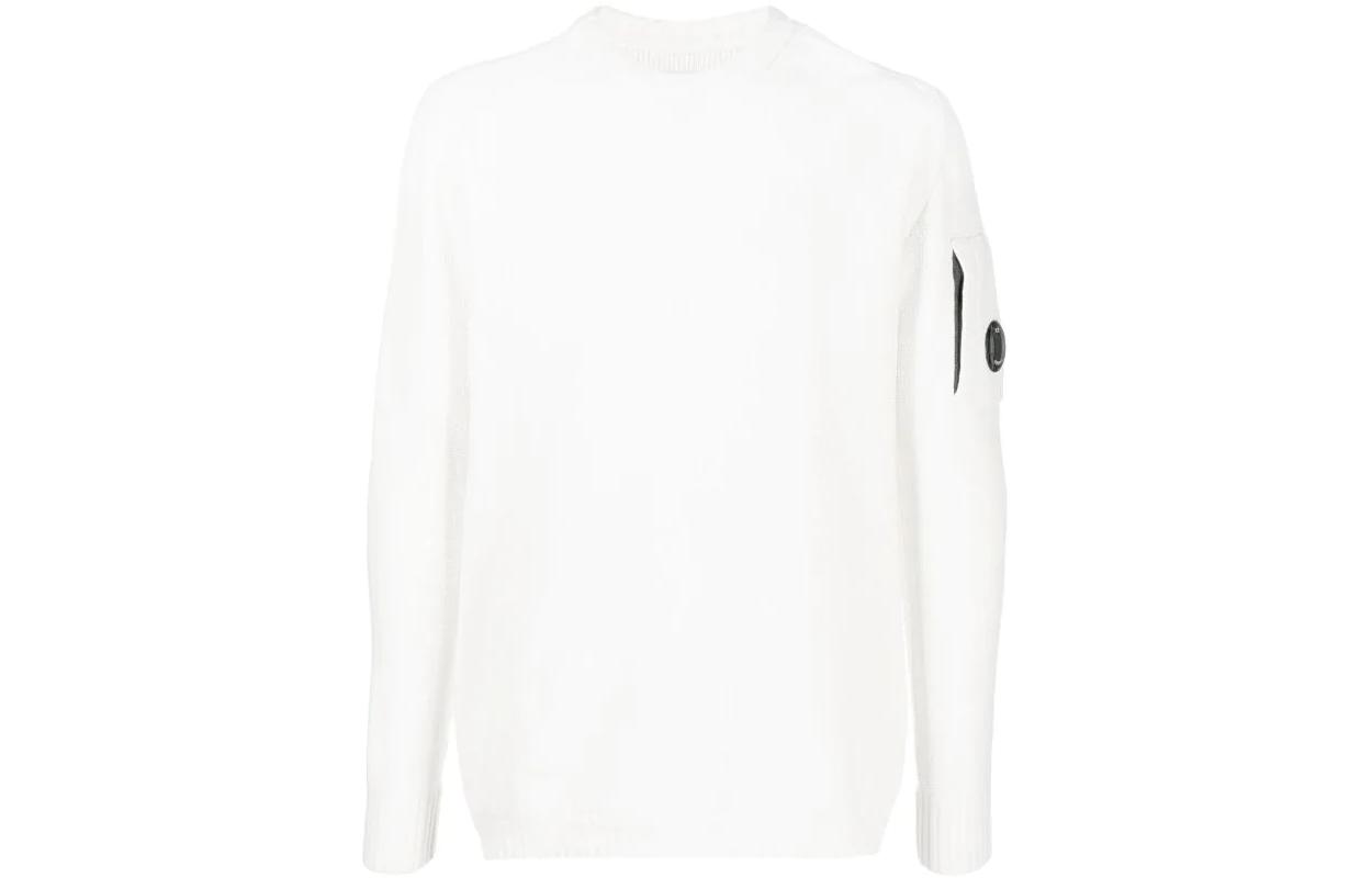 C.P. Company FW22 White Knit Crewneck Pullover Long-Sleeve Sweatshirt MKN232A005558G103