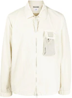 C.P. Company FW22 White Logo Patch Shirt Jacket for Men 13CMOS129A005991G118 C.P. Company FW22 White Logo Patch Shirt Jacket for Men 13CMOS129A005991G118
