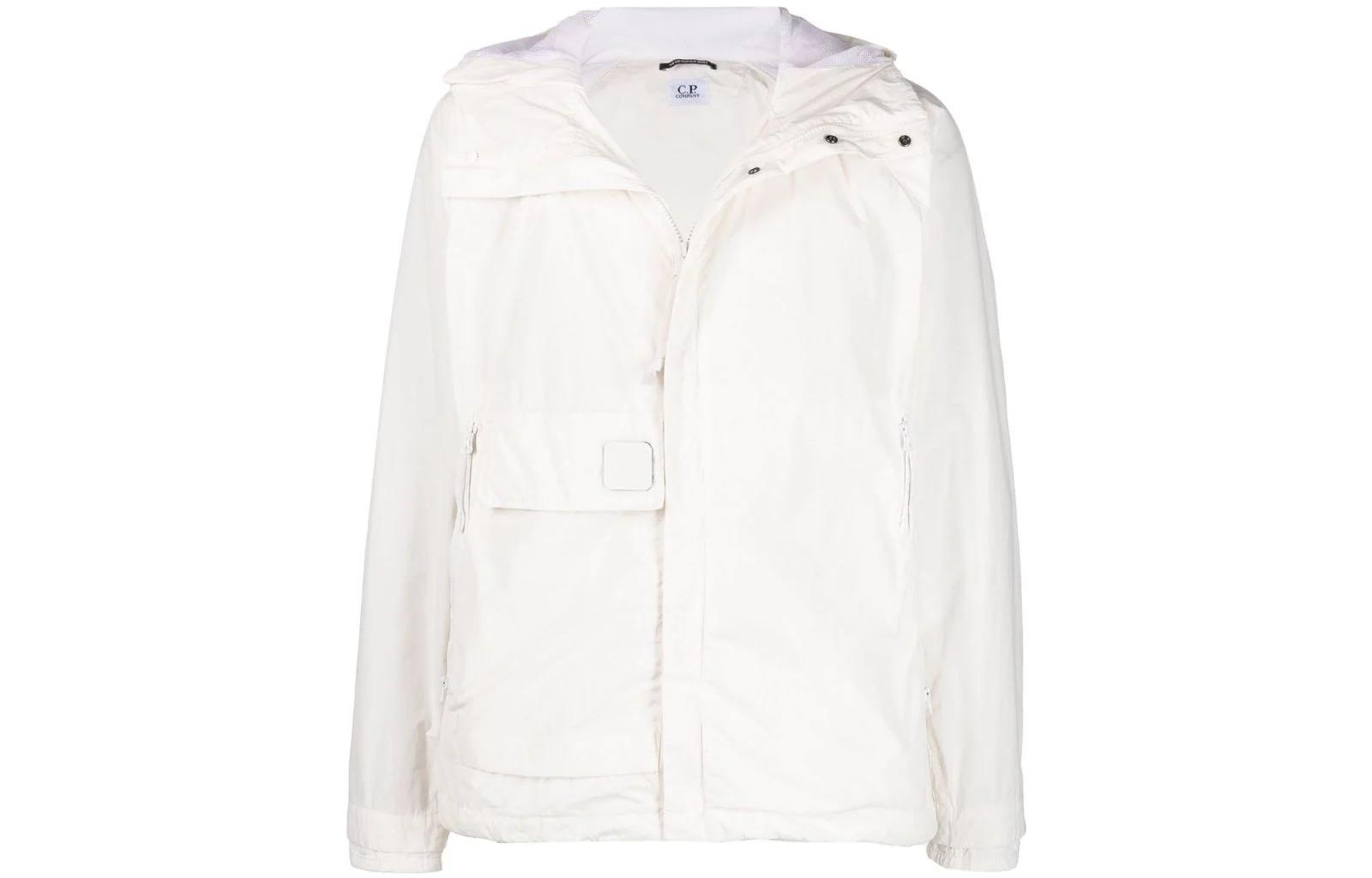 C.P. Company FW22 White Long Sleeve Hooded Windbreaker Jacket 12CMOW176A005761W103
