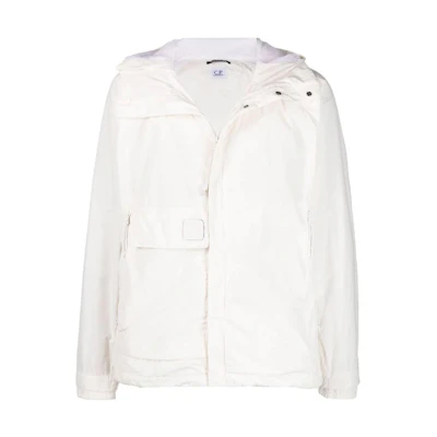 C.P. Company FW22 White Long Sleeve Hooded Windbreaker Jacket 12CMOW176A005761W103