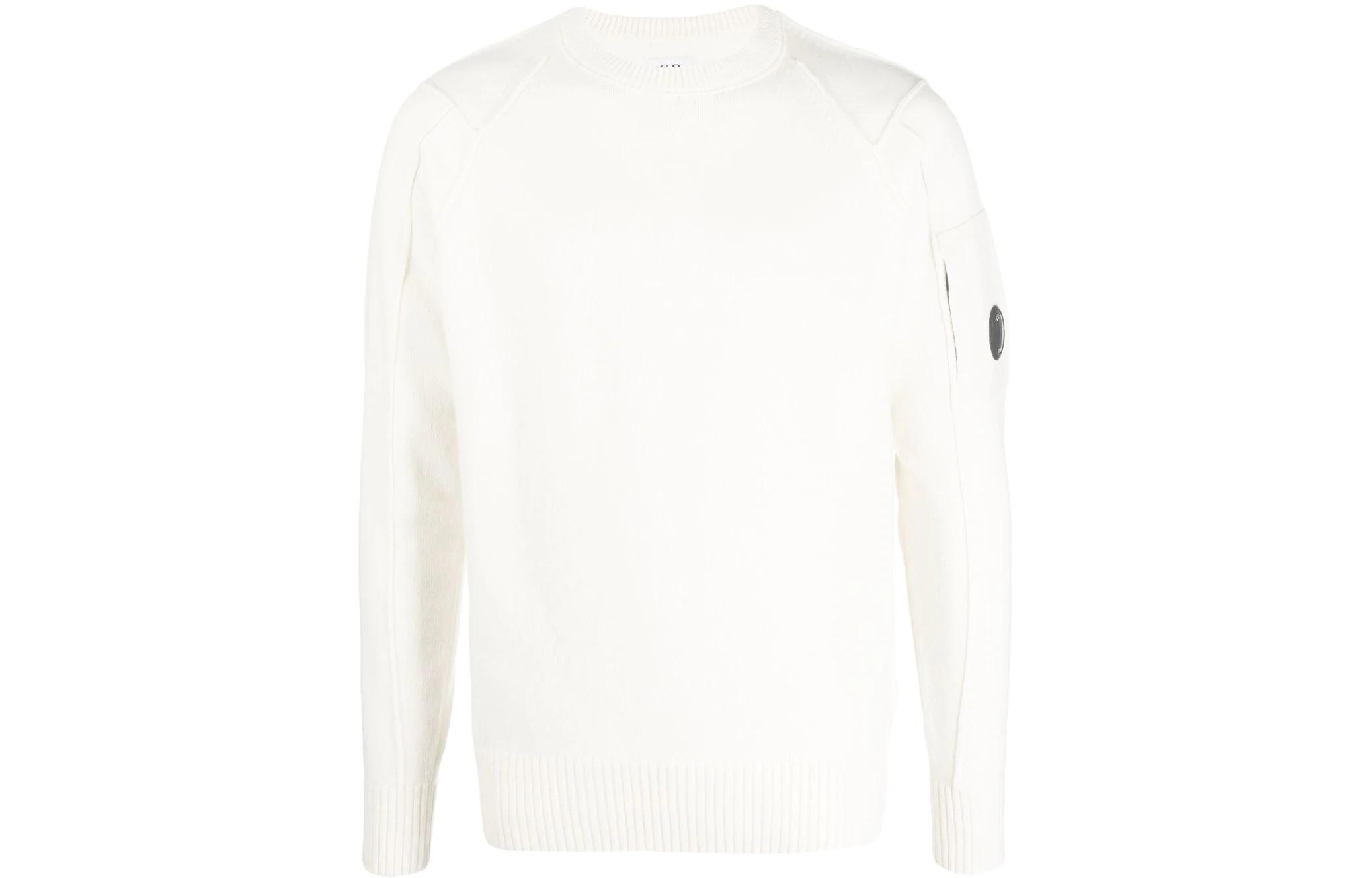 C.P. Company FW22 White Pullover Sweatshirt with Lens Detail for Men 13CMKN087A005504A116