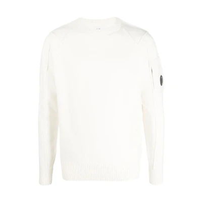 C.P. Company FW22 White Pullover Sweatshirt with Lens Detail for Men 13CMKN087A005504A116