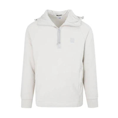 C.P. Company FW22 White Pullover Zip Hoodie for Men 11CMSS065A005086W116