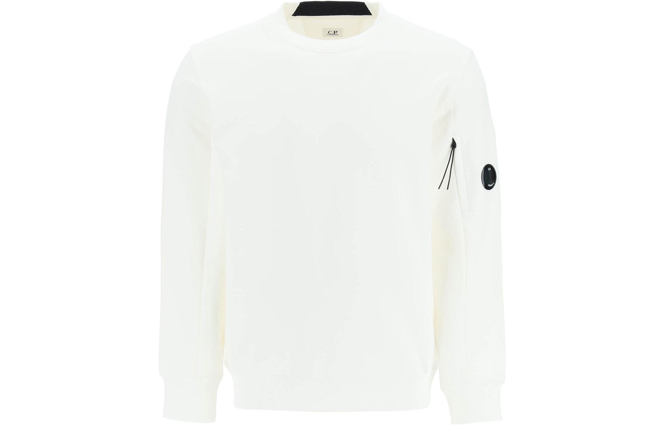C.P. Company FW22 White Solid Color Crewneck Long Sleeve Sweatshirt 13CMSS022A005086W103