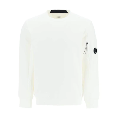 C.P. Company FW22 White Solid Color Crewneck Long Sleeve Sweatshirt 13CMSS022A005086W103
