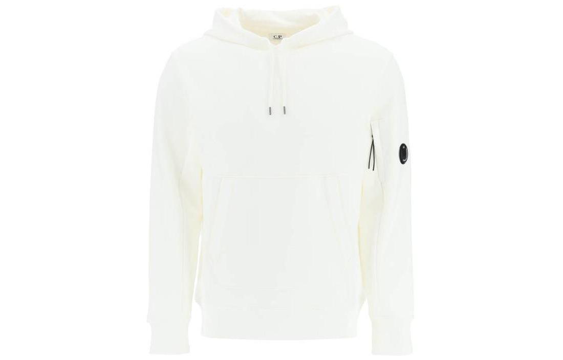 C.P. Company FW22 White Solid Cotton Hoodie Long Sleeve 13CMSS023A005086W-103