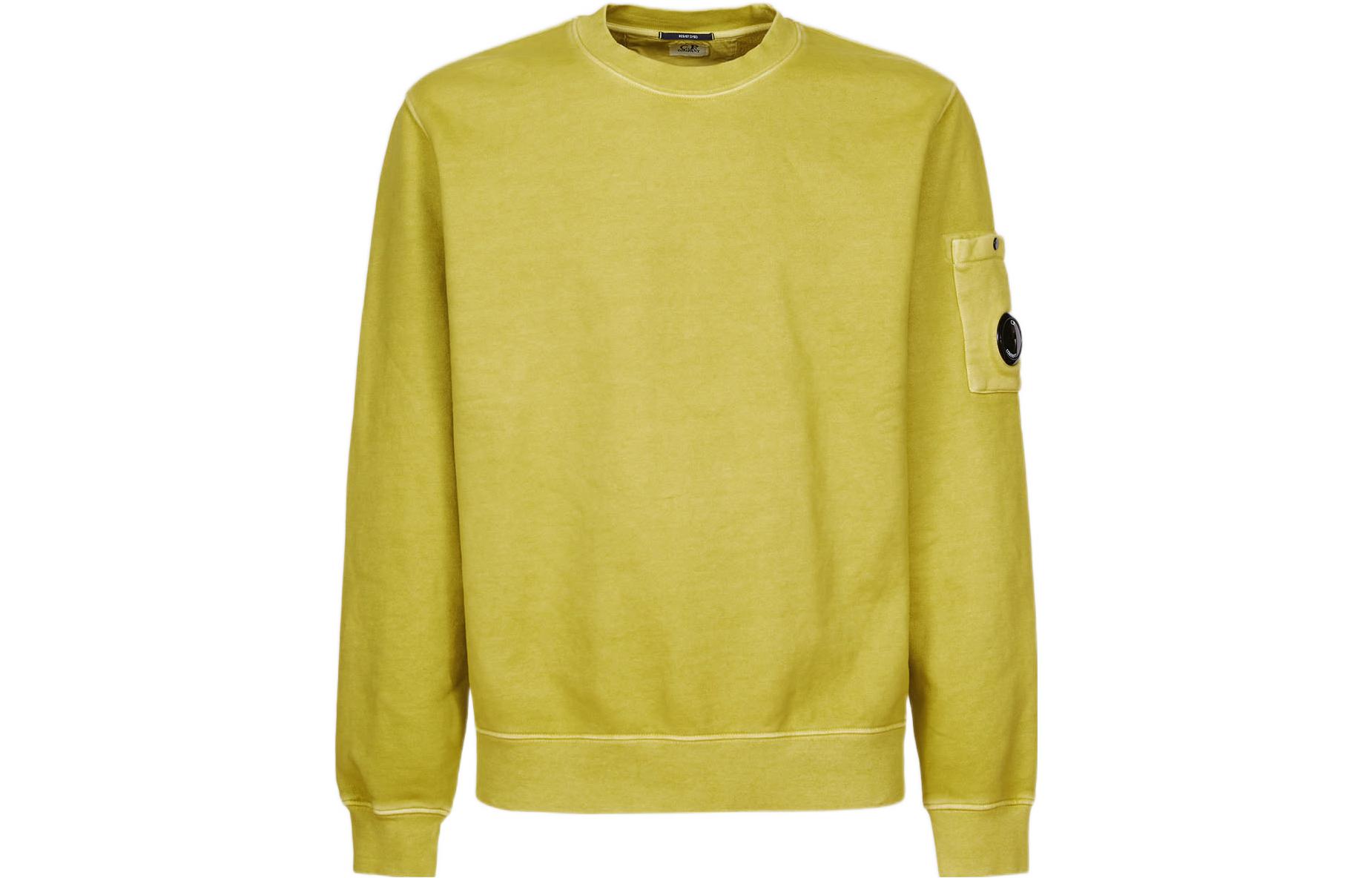 C.P. Company FW22 Yellow Crewneck Long Sleeve Sweatshirt Simple Logo Patch 13CMSS008A006372R249