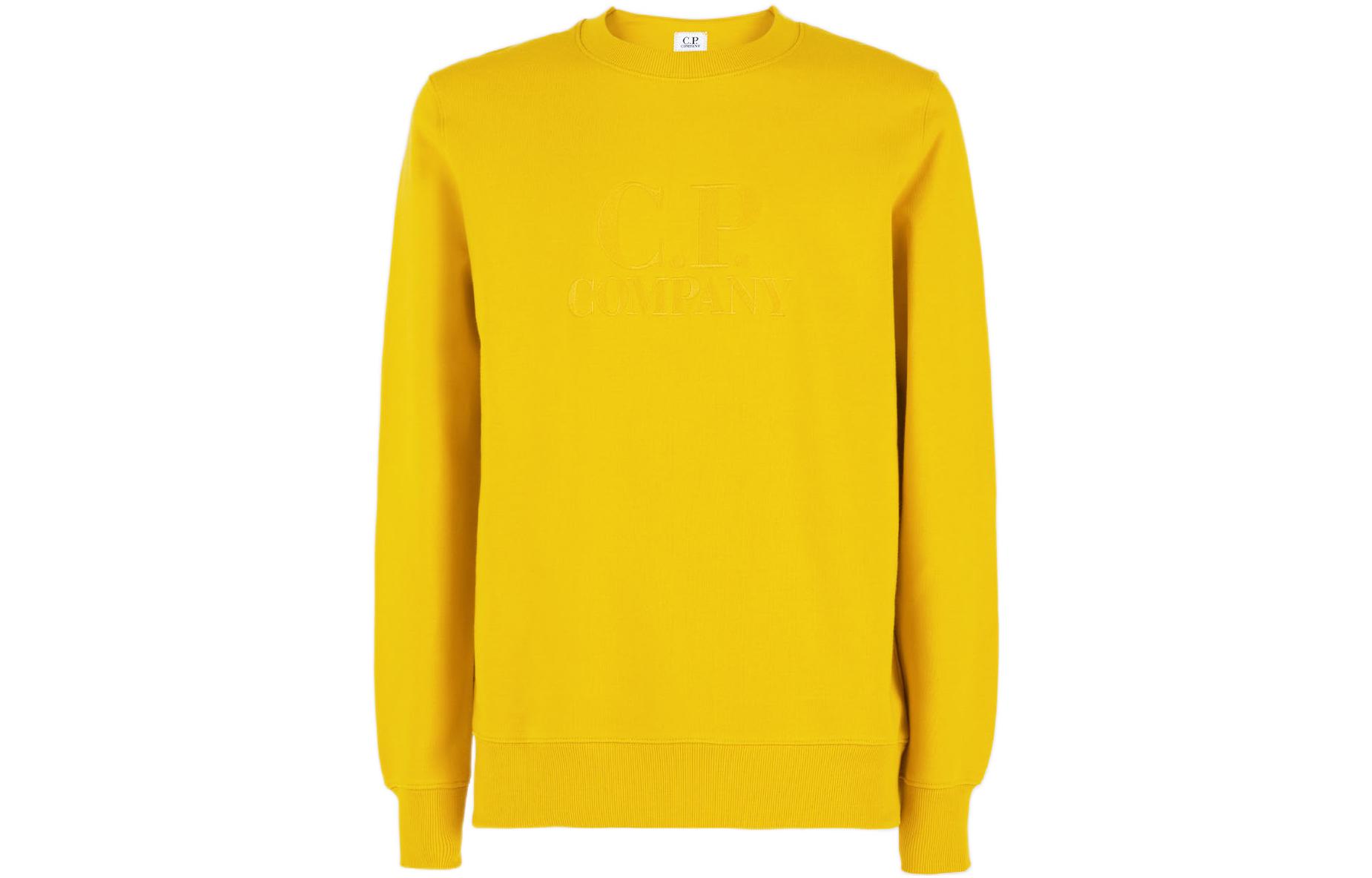 C.P. Company FW22 Yellow Crewneck Sweatshirt with Logo Print for Men 12CMSS024A005086W239
