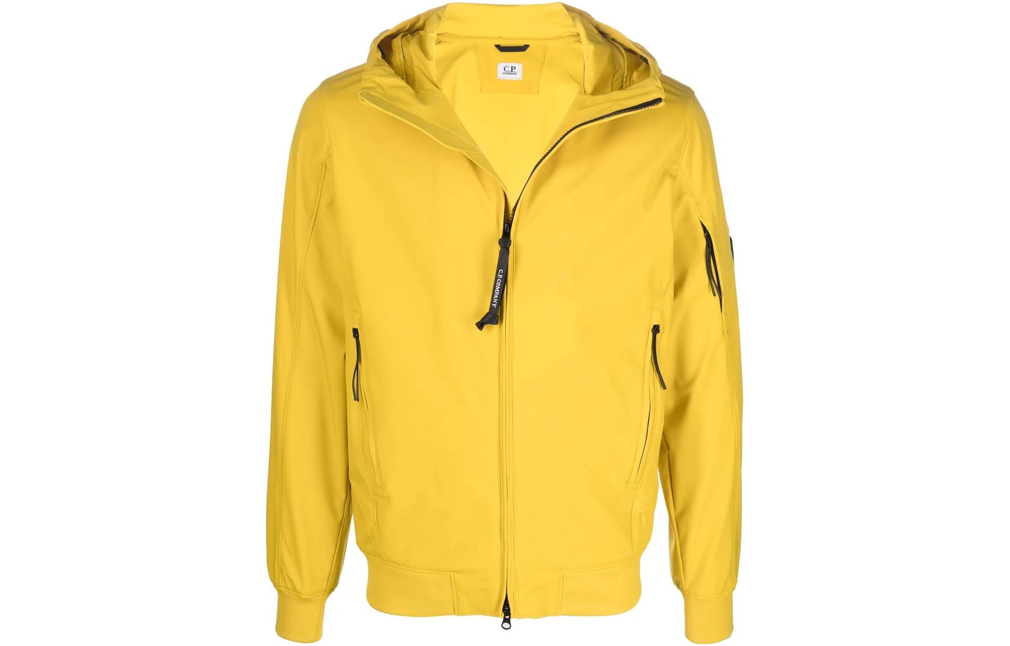 C.P. Company FW22 Yellow Logo Zip-Up Hoodie Jacket 12CMOW002A005968A239