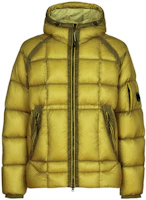 C.P. Company FW22 Yellow Quilted Logo Patch Zipped Hooded Puffer Jacket Men 13CMOW175A006099A249 C.P. Company FW22 Yellow Quilted Logo Patch Zipped Hooded Puffer Jacket Men 13CMOW175A006099A249