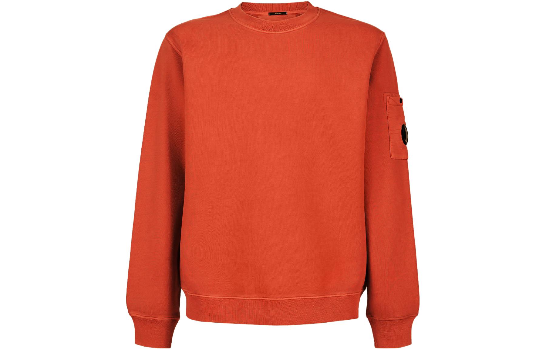 Order C.P. カンパニー FW23 レッド クルーネックスウェットシャツ スリーブレンズロゴ付き 15CMSS008A006372R547