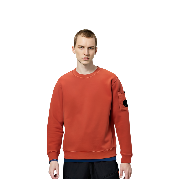 Details for C.P. カンパニー FW23 レッド クルーネックスウェットシャツ スリーブレンズロゴ付き 15CMSS008A006372R547
