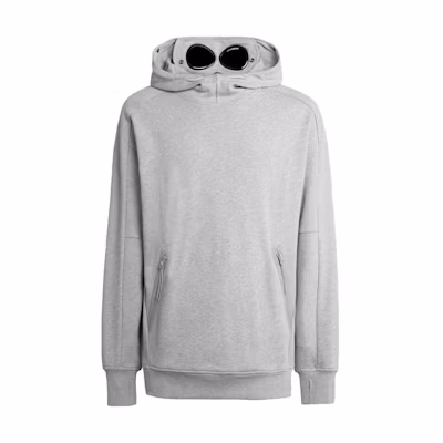 C.P. Company FW23 Adjustable Goggle Hood Relaxed Pullover Sweatshirt Grey Men 15CMSS080A005086WM93