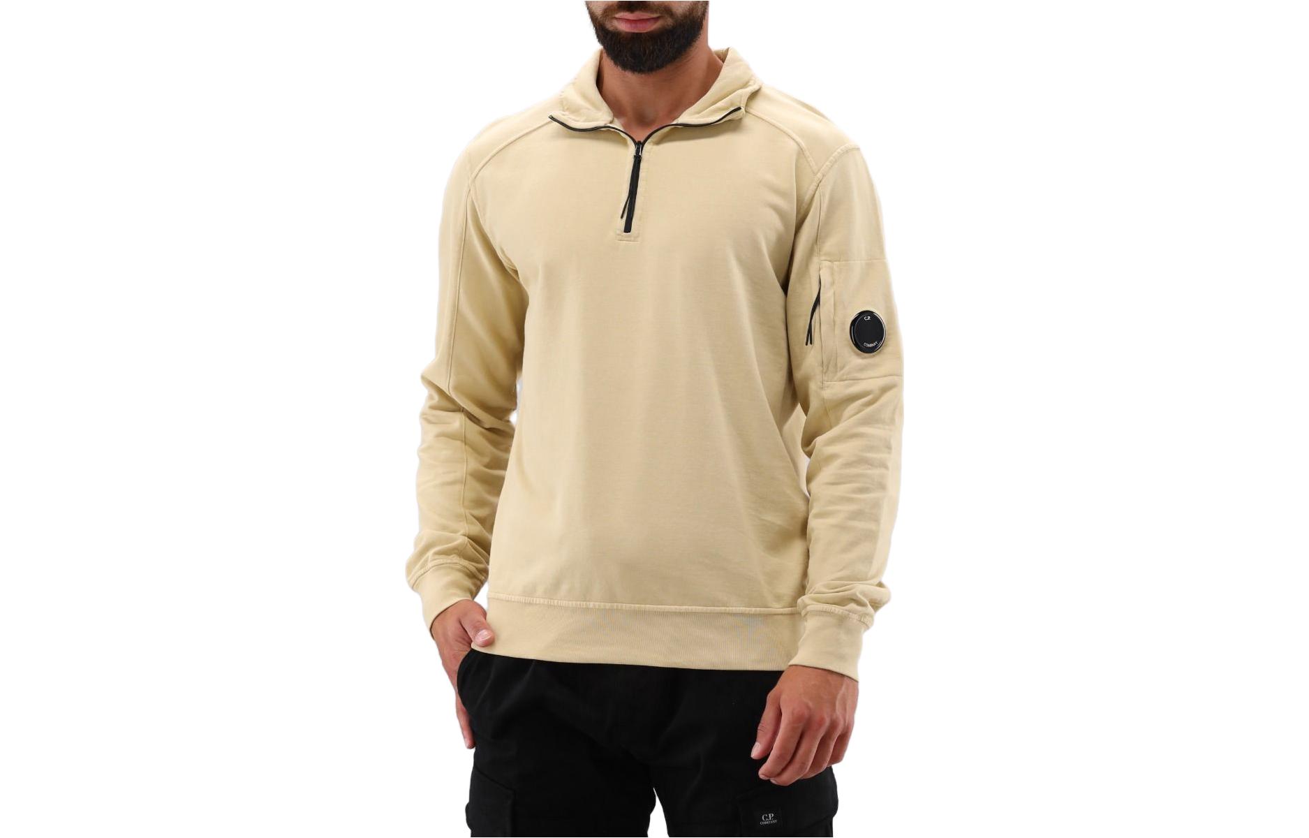 C.P. Company FW23 Beige Half-Zip Pullover Sweatshirt MSS035A-002246G-317