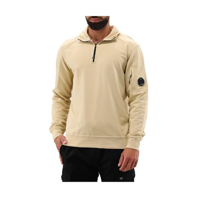 C.P. Company FW23 Beige Half-Zip Pullover Sweatshirt MSS035A-002246G-317