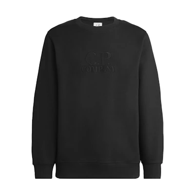 C.P. Company FW23 Black Crewneck Sweatshirt with Embroidered Logo 15CMSS113A005086W999