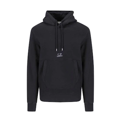 C.P. Company FW23 Black Hoodie with Front Logo Print 15CMSS009B006372G999