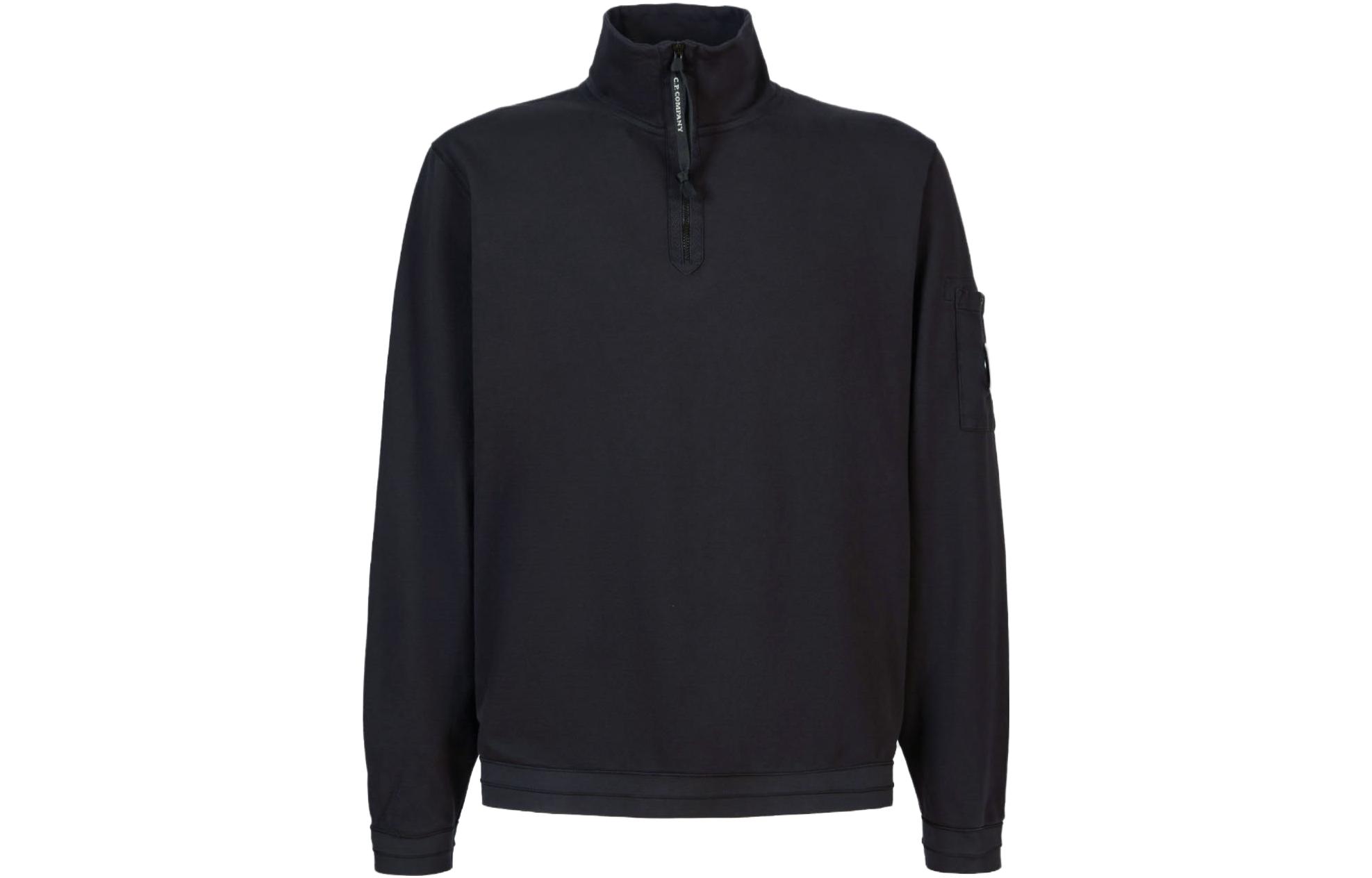 C.P. Company FW23 Black Pullover Sweatshirt with Lens Detail 15CMSS037A002246G999