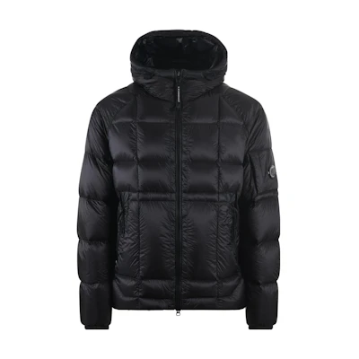 C.P. Company FW23 Black Solid Color Zip Hoodie Loose Fit Jacket Mens CMOW211A6099A999