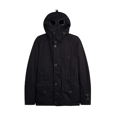 C.P. Company FW23 Black Solid Zip-Up Hooded Jacket 05CMOW114A005269G392