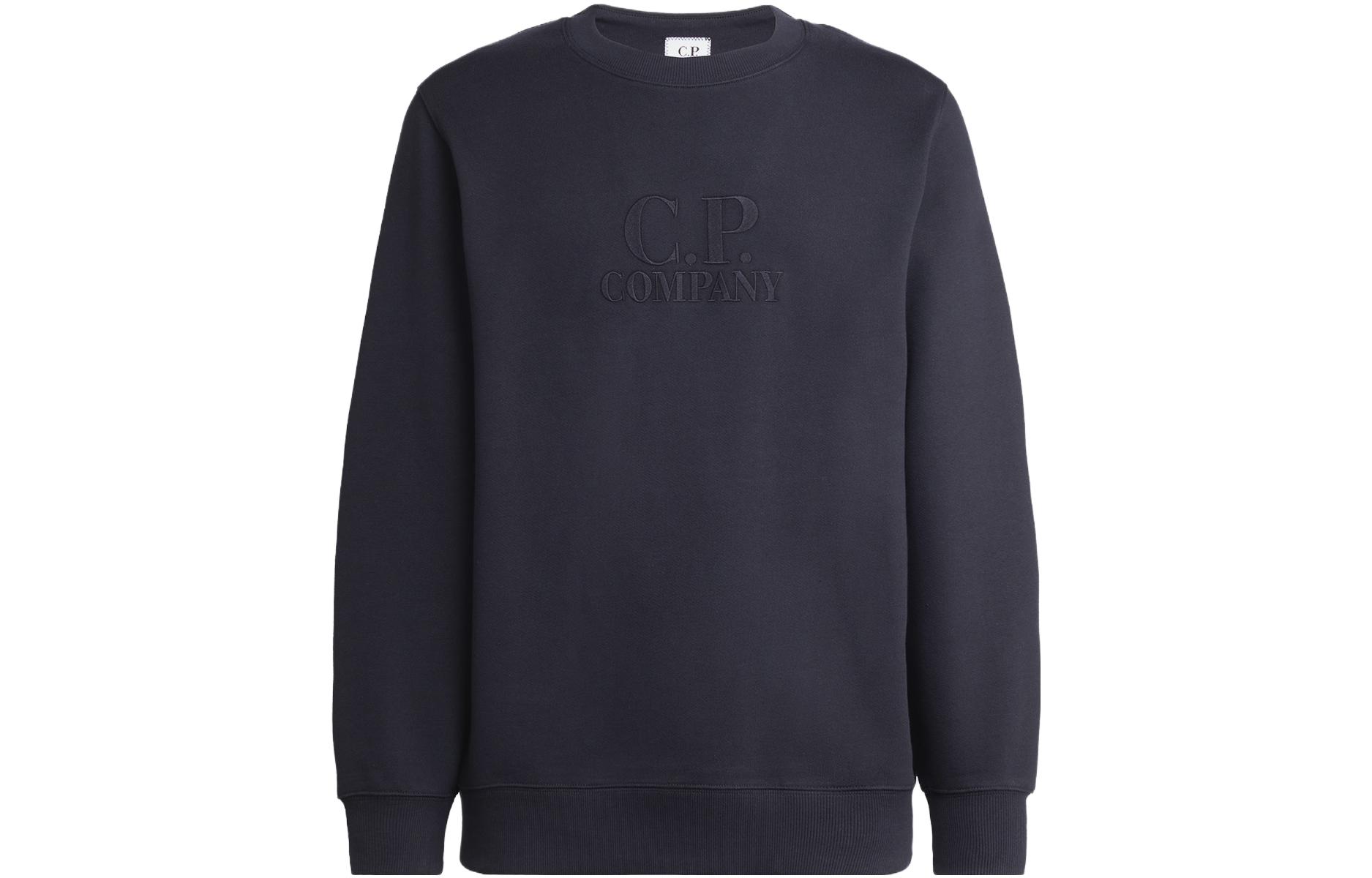 C.P. Company FW23 Blue Crewneck Sweatshirt with Embroidered Logo 15CMSS113A005086W888