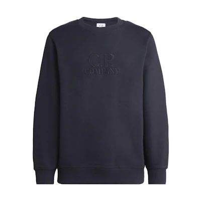 C.P. Company FW23 Blue Crewneck Sweatshirt with Embroidered Logo 15CMSS113A005086W888