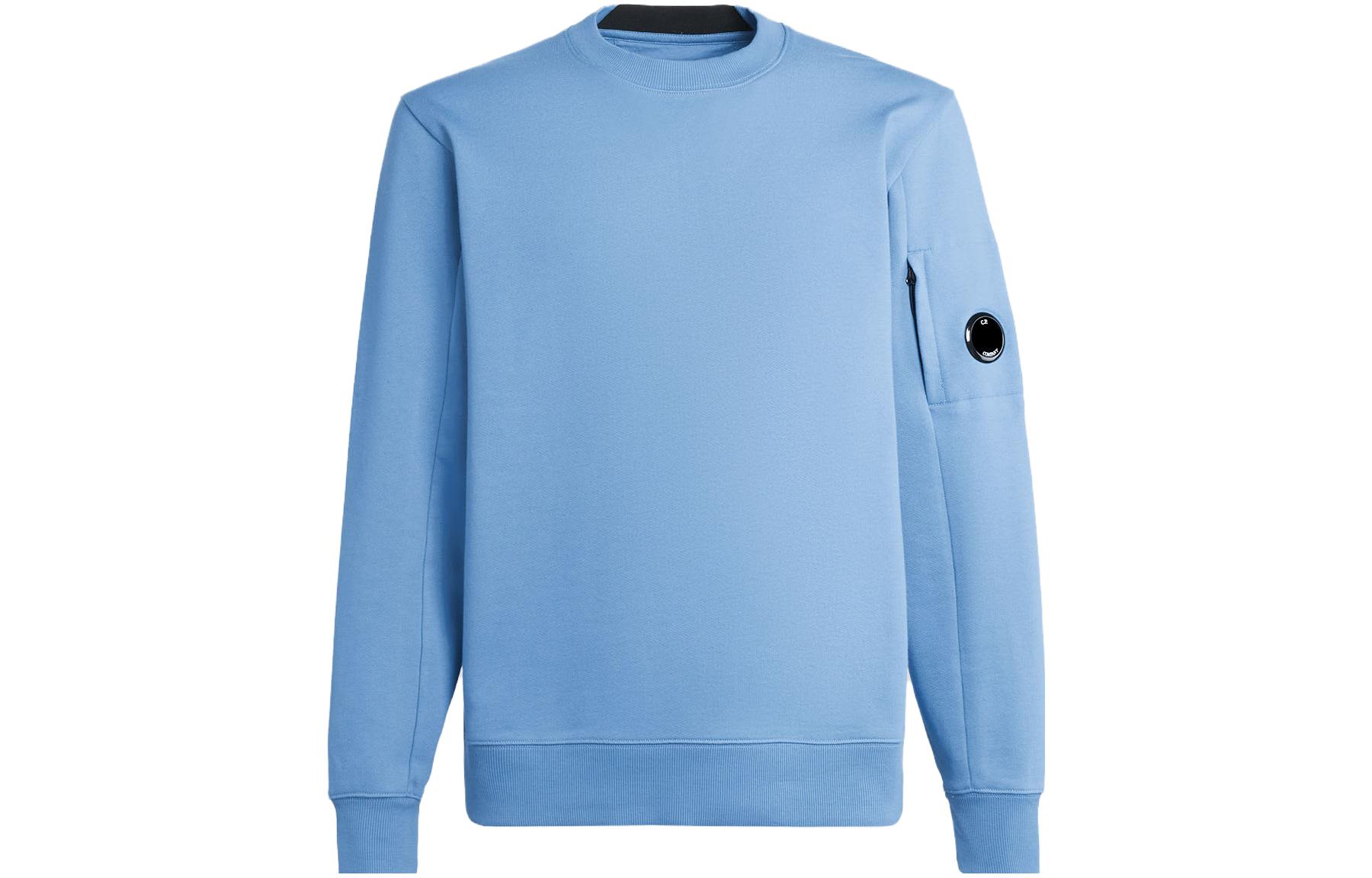 C.P. Company FW23 Blue Crewneck Sweatshirt with Lens Detail for Men 15CMSS022A005086W818