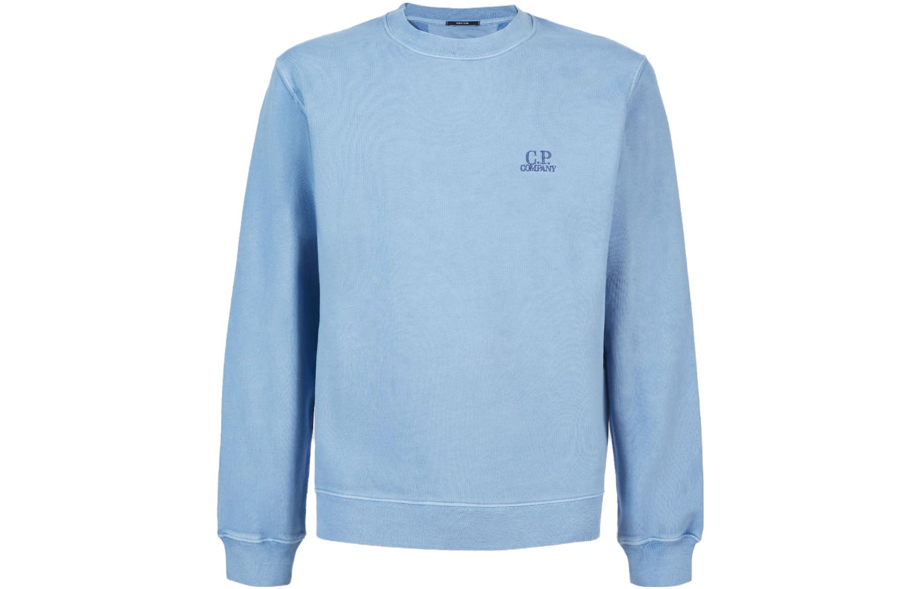 C.P. Company FW23 Blue Crewneck Sweatshirt with Logo Details 15CMSS008B006372R818