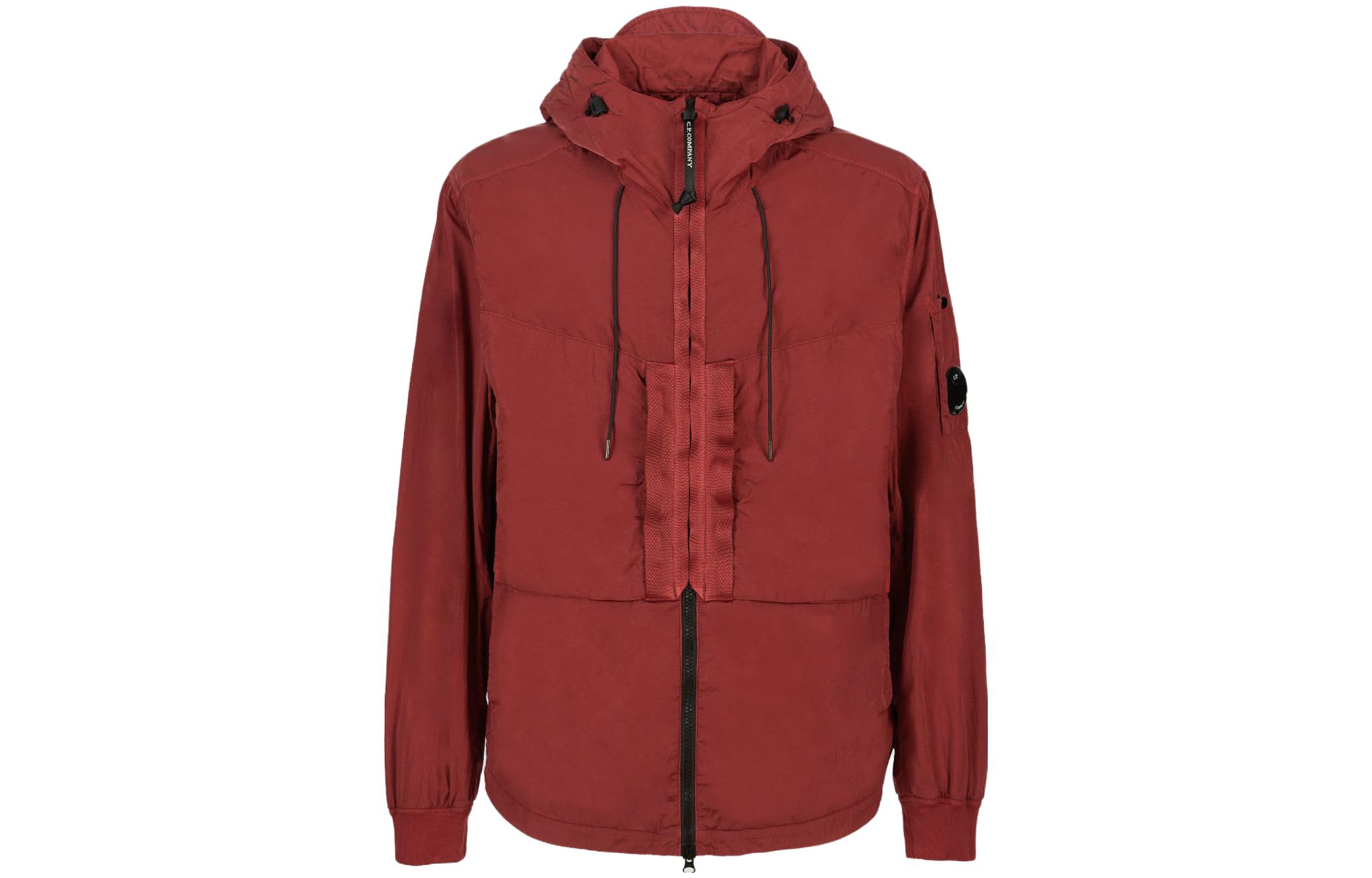 C.P. Company FW23 Chrome-R Full-Zip Lens Detail Hooded Jacket Tomato Red 15CMOS024A005904G560